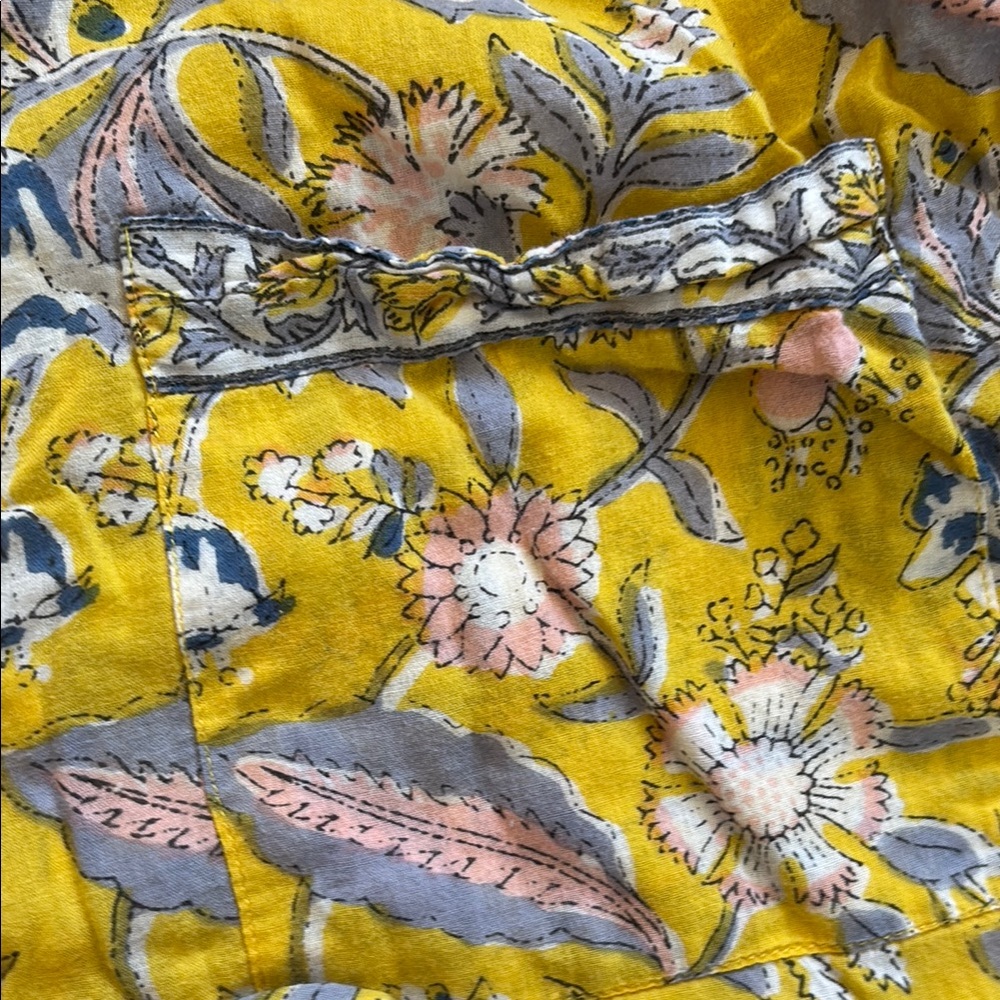 Shade Amour Women’s Yellow Floral/Paisley  Indian Cotton Pajamas set, One Size - Picture 6 of 7